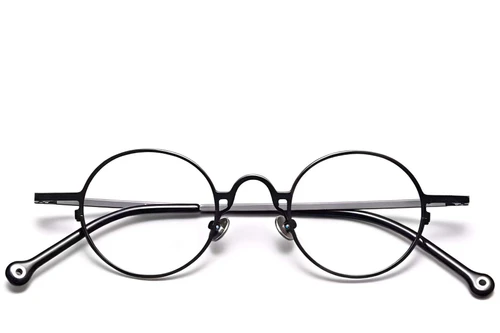 Round Black Titanium Glasses #BS1913-0201