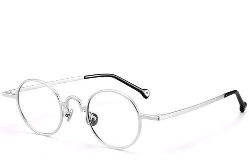 Lunettes rondes en titane argenté #BS1913-0202