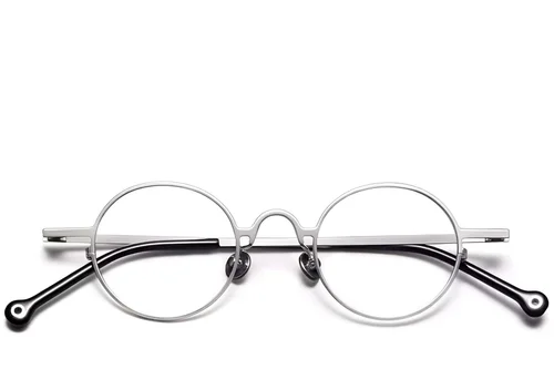 Lunettes rondes en titane argenté #BS1913-0202