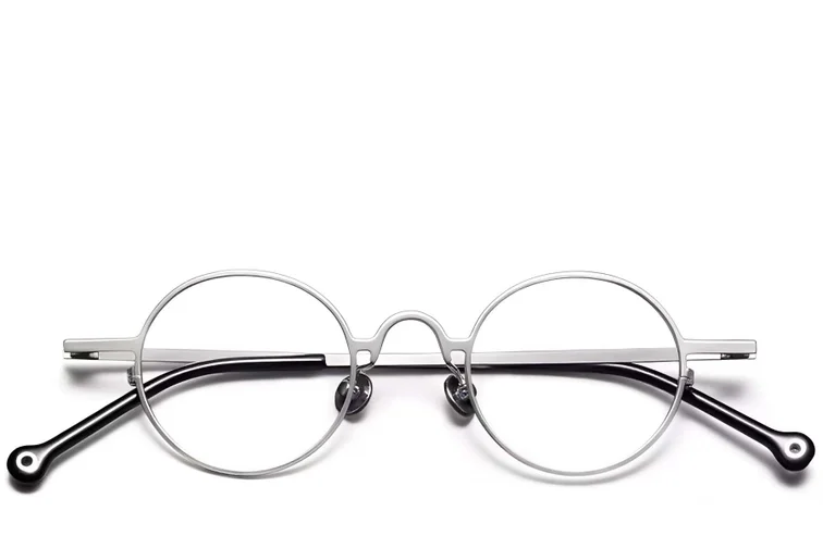 Occhiali rotondi in titanio color argento #BS1913-0202