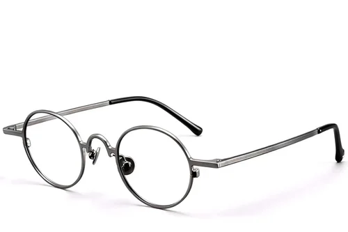 Lunettes rondes en titane gris #BS1913-0203