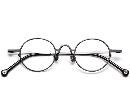Lunettes rondes en titane gris #BS1913-0203