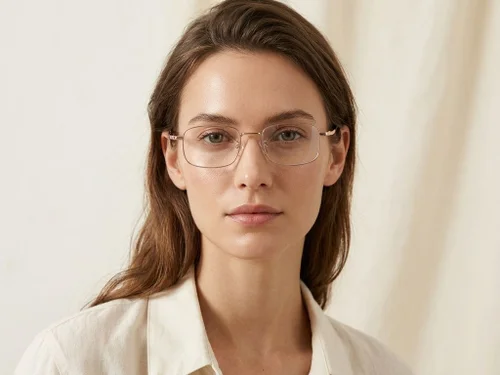 Lunettes rectangulaires en titane rose #BS1913-0216