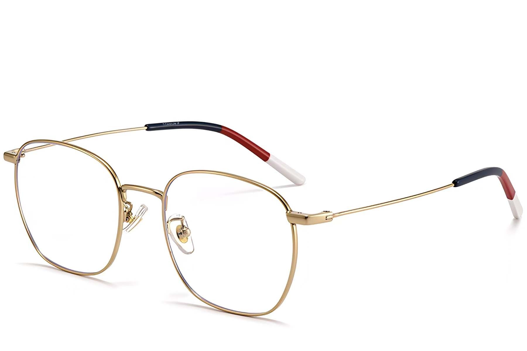 Gafas rectangulares de titanio dorado #BS1913-0228