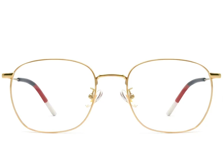 Gafas rectangulares de titanio dorado #BS1913-0228