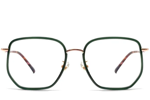 Lunettes géométriques en métal vert #BS1913-0231