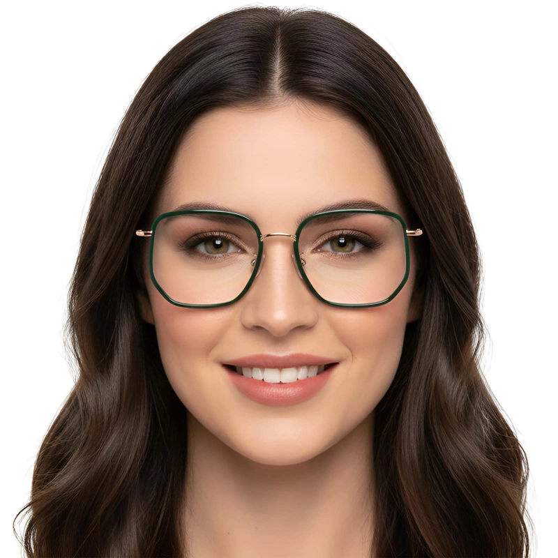 Gafas geométricas de metal verde #BS1913-0231