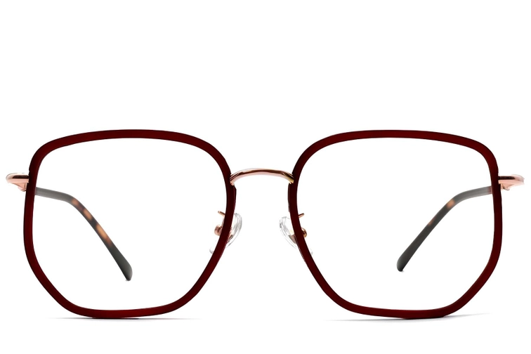 Gafas geométricas de metal rojo #BS1913-0232