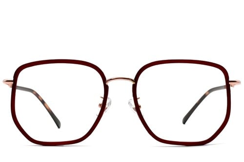 Geometric Red Metal Glasses #BS1913-0232