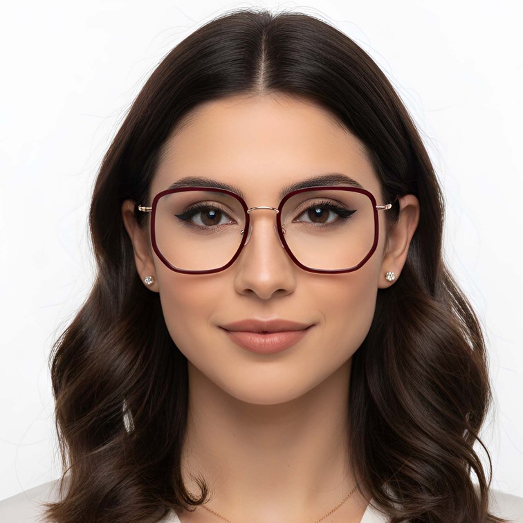 Geometric Red Metal Glasses #BS1913-0232