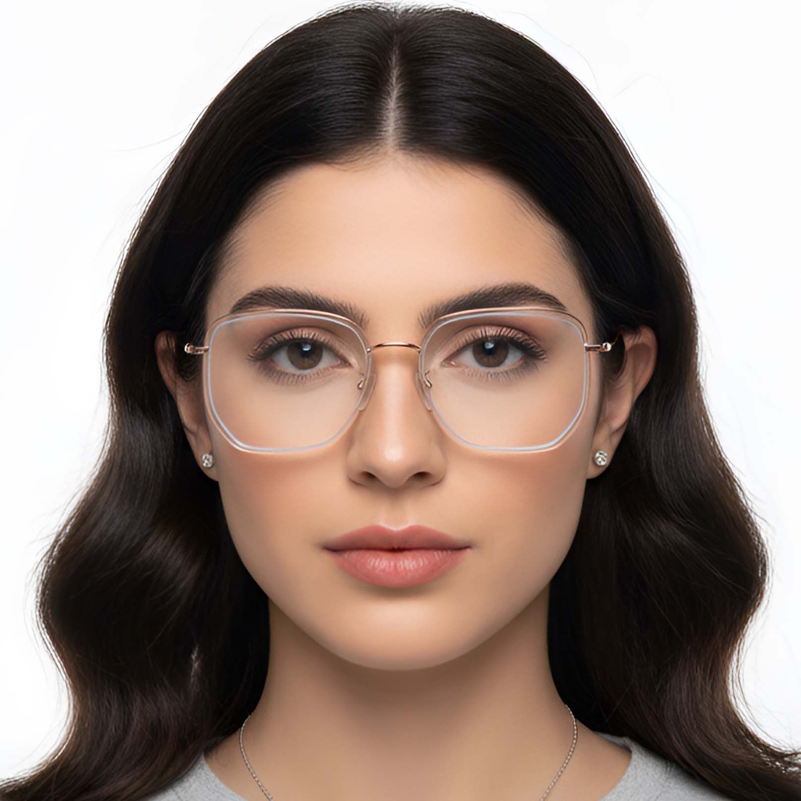 Gafas geométricas de metal rosa #BS1913-0233