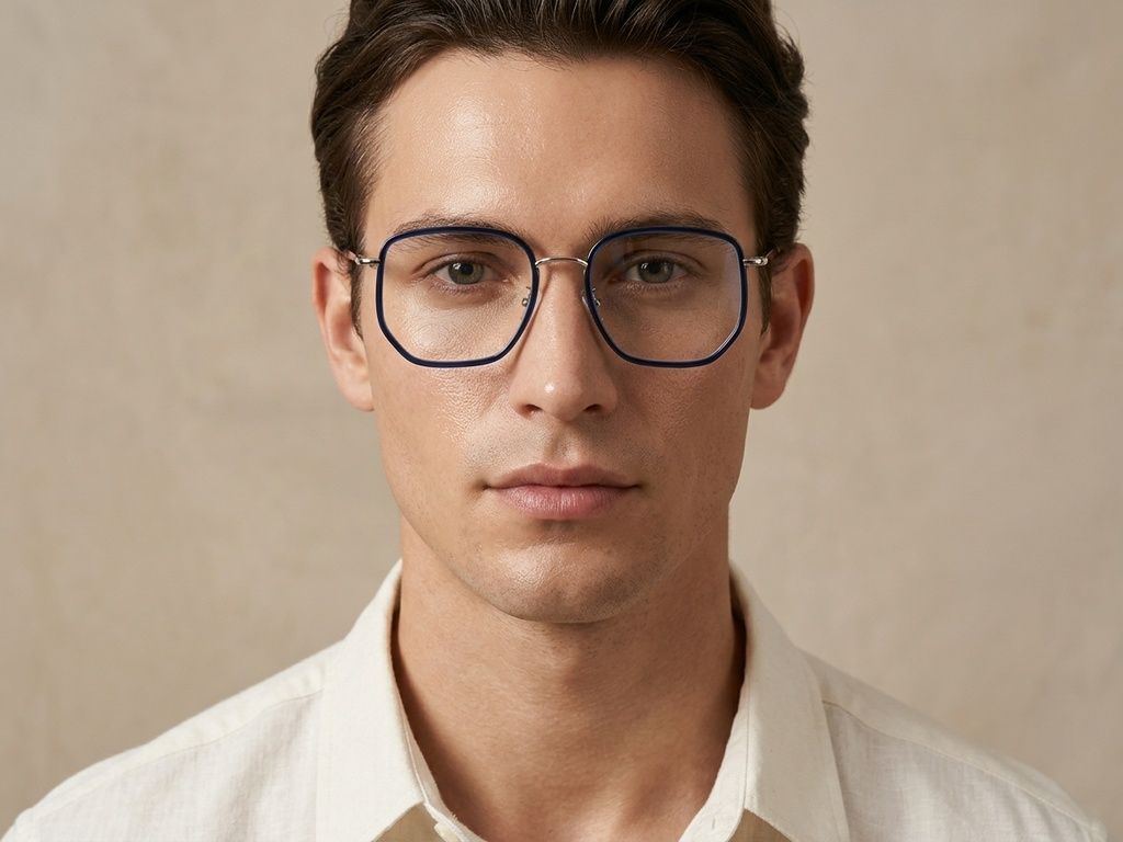 Gafas geométricas de metal azul #BS1913-0234