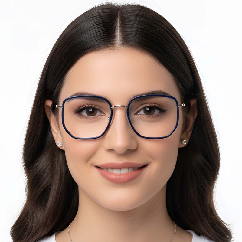 Geometric Blue Metal Glasses #BS1913-0234