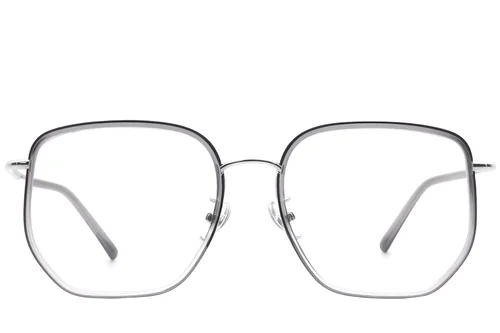 Lunettes géométriques en métal gris #BS1913-0235