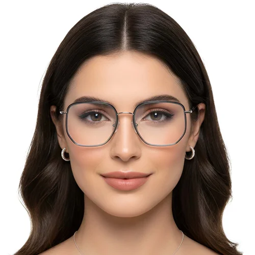 Lunettes géométriques en métal gris #BS1913-0235