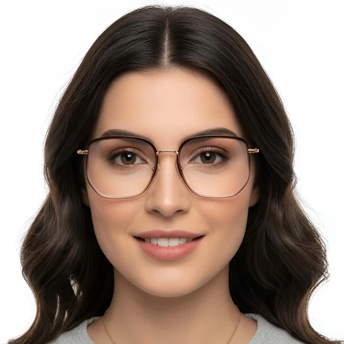 Lunettes géométriques en métal marron #BS1913-0236