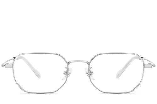 Lunettes géométriques en titane argenté #BS1913-0239
