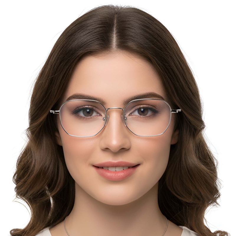 Geometric Silver Titanium Glasses #BS1913-0239