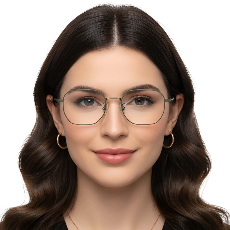 Geometric Green Titanium Glasses #BS1913-0241