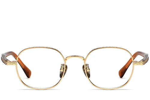 Lunettes ovales en titane doré #BS1913-0243