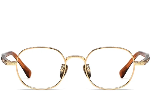 Lunettes ovales en titane doré #BS1913-0243