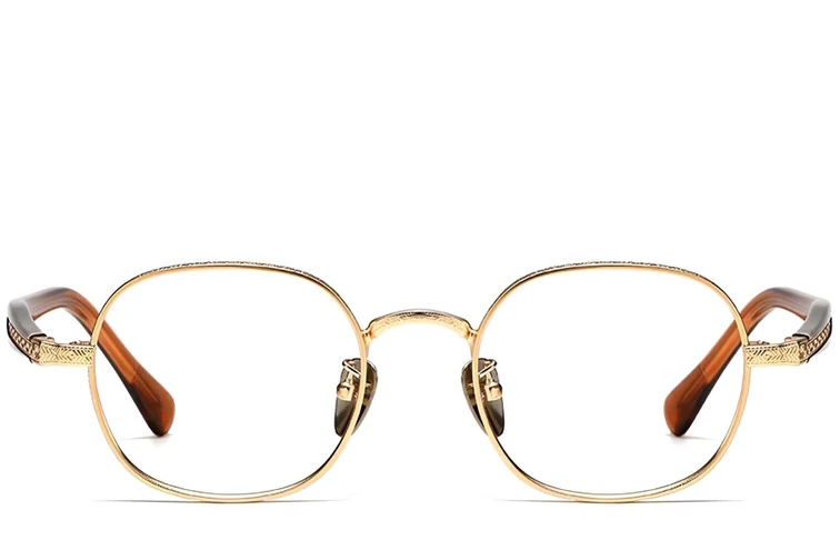 Gafas ovaladas de titanio dorado #BS1913-0243