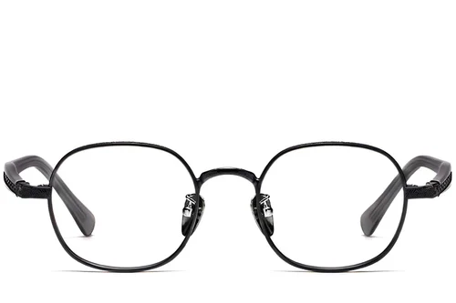 Lunettes ovales en titane noir #BS1913-0244