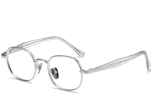 Oval Silver Titanium Glasses #BS1913-0245