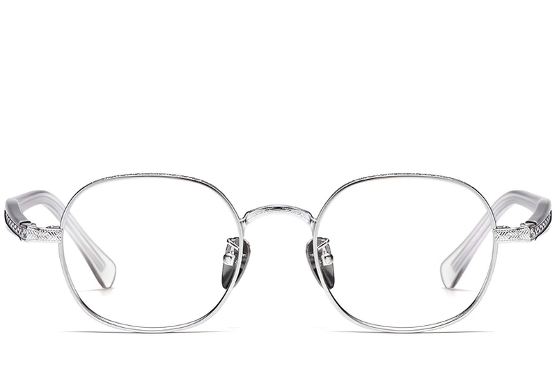 Gafas ovaladas de titanio plateado #BS1913-0245