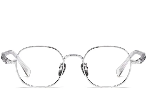 Lunettes ovales en titane argenté #BS1913-0245