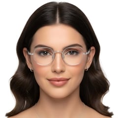 Gafas ovaladas de titanio plateado #BS1913-0245