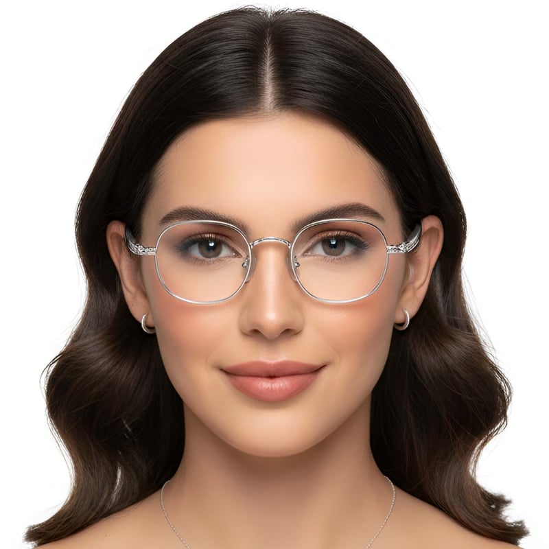 Gafas ovaladas de titanio plateado #BS1913-0245