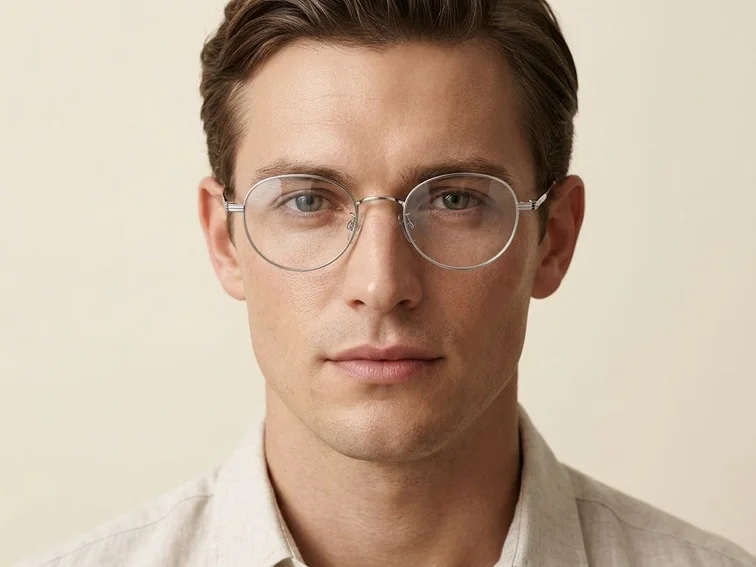 Oval Silver Titanium Glasses #BS1913-0249
