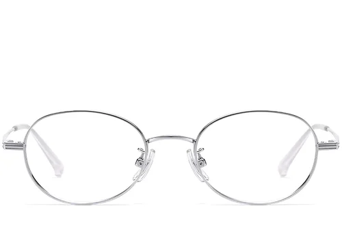 Lunettes ovales en titane argenté #BS1913-0249