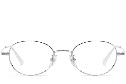 Lunettes ovales en titane argenté #BS1913-0249