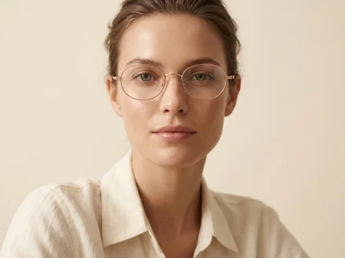 Lunettes ovales roses en titane #BS1913-0252