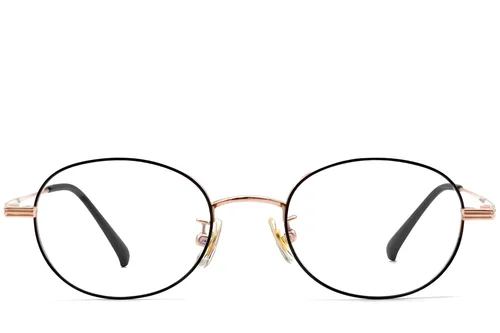 Lunettes ovales en titane noir #BS1913-0253
