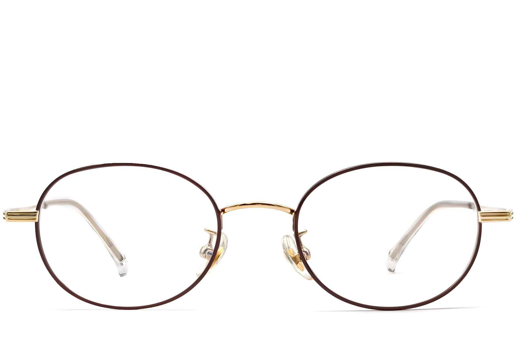 Oval Brown Titanium Glasses #BS1913-0254