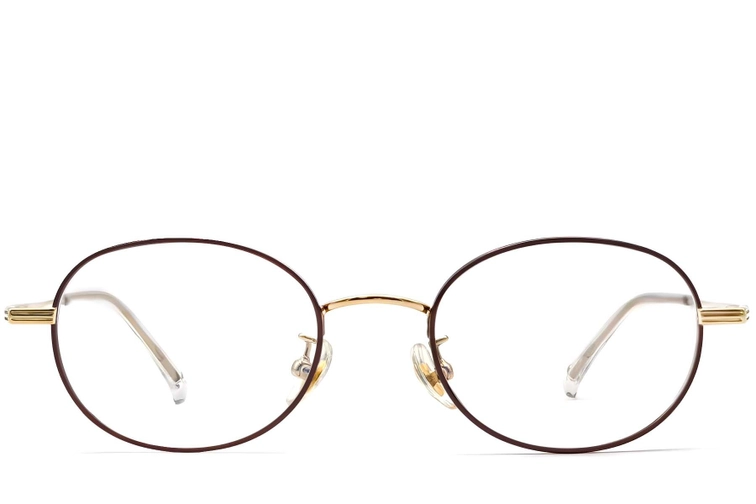 Oval Brown Titanium Glasses #BS1913-0254