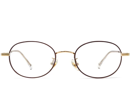 Oval Brown Titanium Glasses #BS1913-0254
