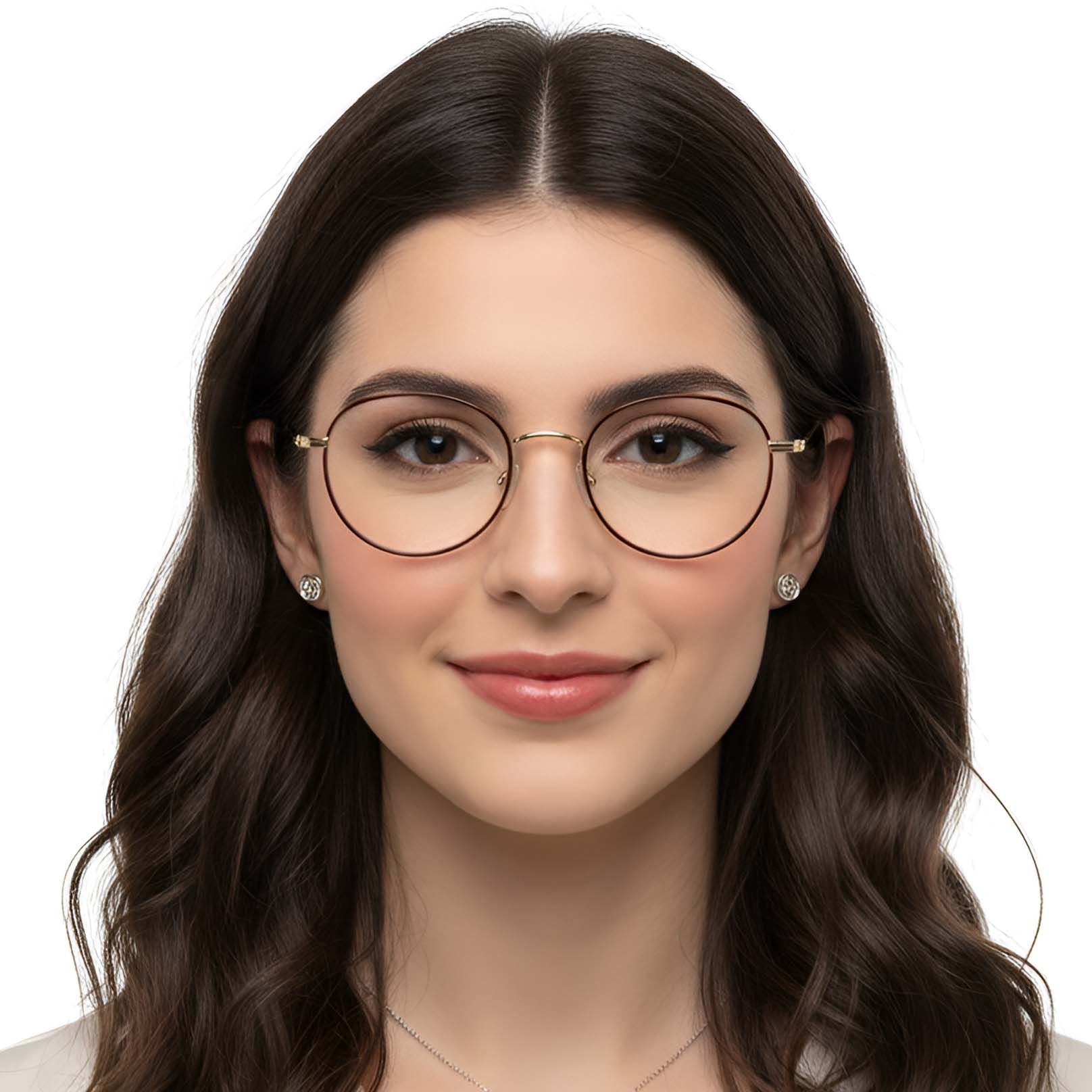 Lunettes ovales en titane marron #BS1913-0254