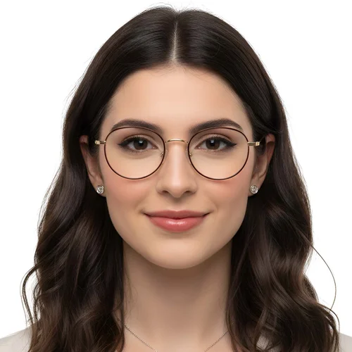 Lunettes ovales en titane marron #BS1913-0254