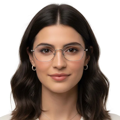Lunettes géométriques en titane argenté #BS1913-0255