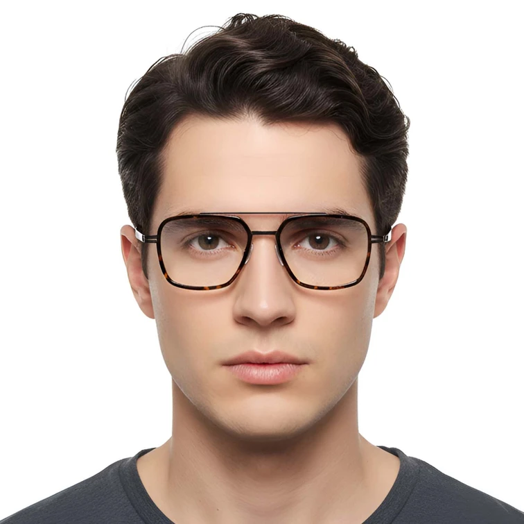 Aviator Tortoiseshell Titanium Glasses #BS1913-0258