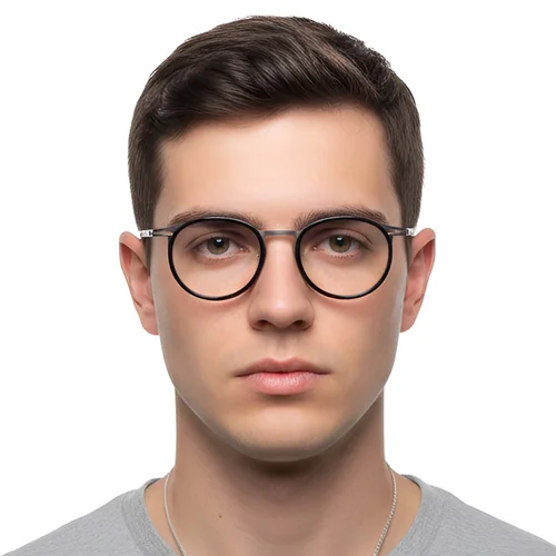 Lunettes ovales en titane noir #BS1913-0262