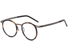 Gafas de titanio ovaladas de carey # BS1913-0263