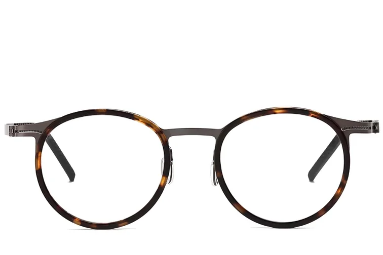 Gafas de titanio ovaladas de carey # BS1913-0263