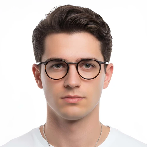 Oval Tortoiseshell Titanium Glasses #BS1913-0263