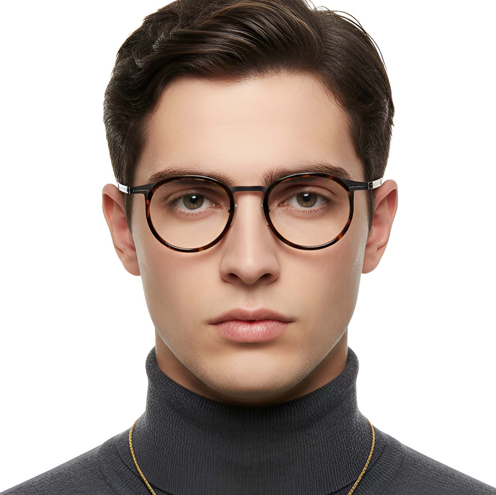 Oval Tortoiseshell Titanium Glasses #BS1913-0265