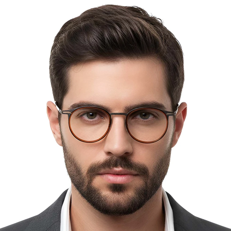 Lunettes ovales en titane marron #BS1913-0266